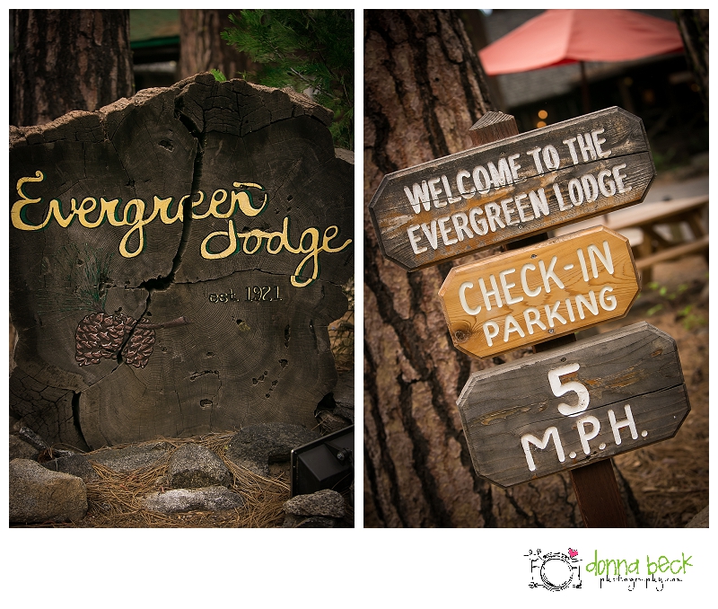Evergreen Lodge, Wedding, Sacramento Wedding Photographer, Donna Beck Photography, first look, sneak peek, signs