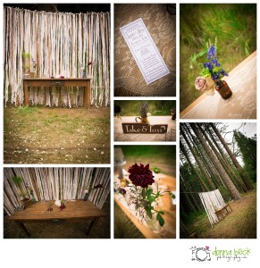 Evergreen Lodge, Wedding, Sacramento Wedding Photographer, Donna Beck Photography, outside ceremony, trees, rustic, ribbon