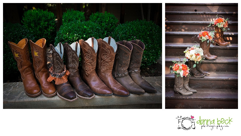 Forest House Lodge Wedding, Donna Beck Photography, Foresthill Wedding Photographer, hunting theme, orange and brown, cowboy boots, garter