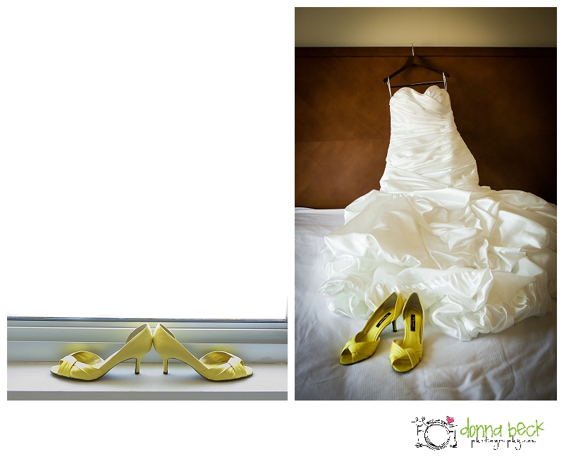 Wedding shoes, yellow, wedding dress, Morgan Creek Golf Club Wedding, Donna Beck Photography, Sacramento Wedding Photographer
